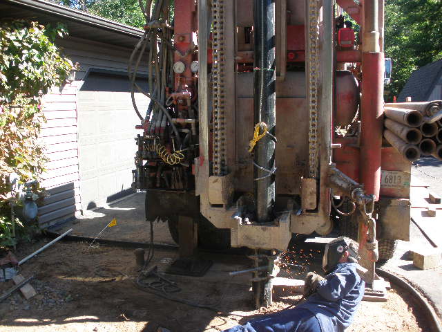 Water gushing from a newly completed drilled well